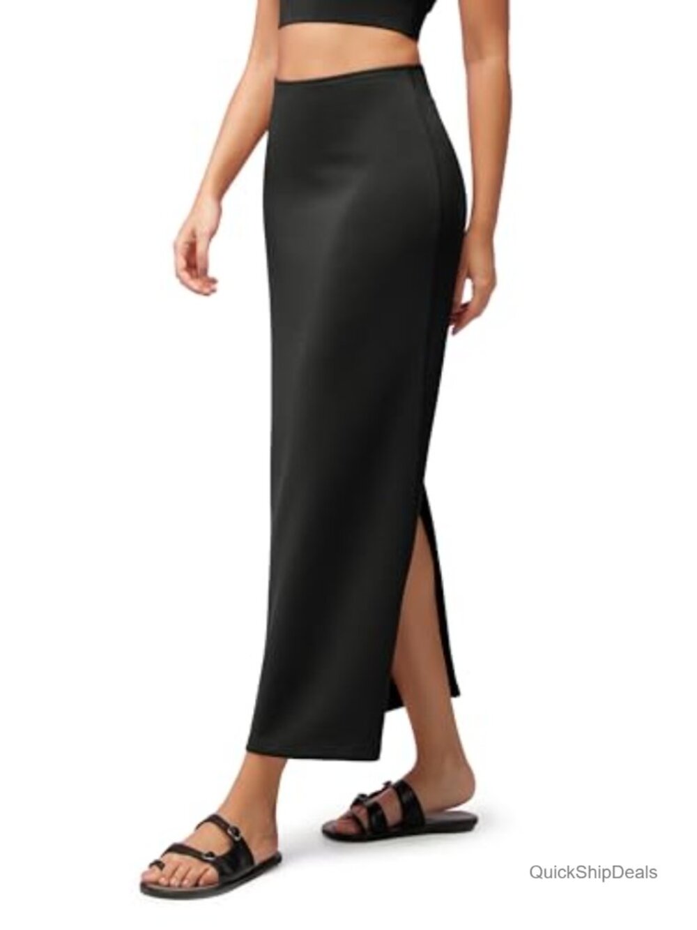 Modal Soft Maxi Skirt High Waist Back Slit Long Pencil